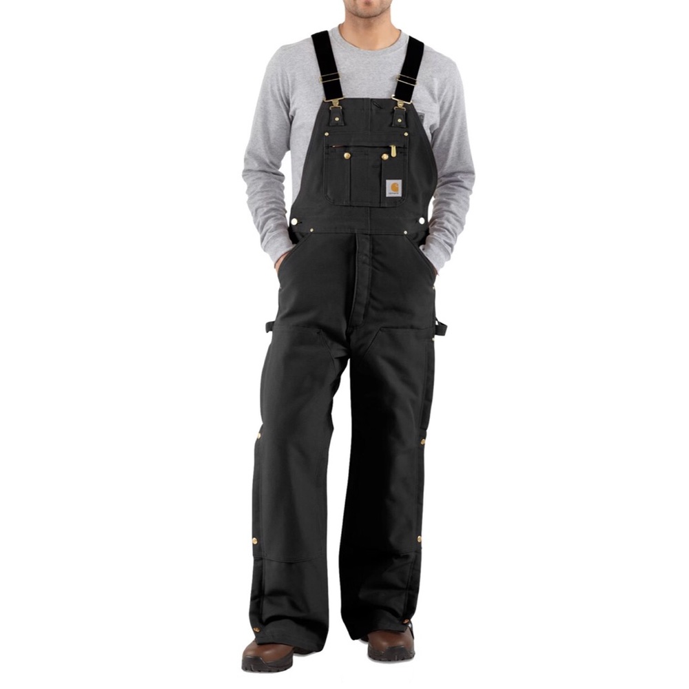 Carhartt Men’s Zip to Thigh Bib Overalls Black 30x32 NWT
